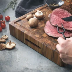 Schneidebrett, 35,5x51 Cm -Koch Geheimnis Verkaufsgeschäft teakhaus end grain butcher blocks handgripjuicecanal 1